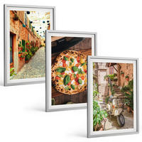 BILDER SET 3er Set - 40x60 cm Silberner Rahmen - Charmante Straßen mit Pizza - Silberfarben, Kunststoff (40/60cm) - TULUP