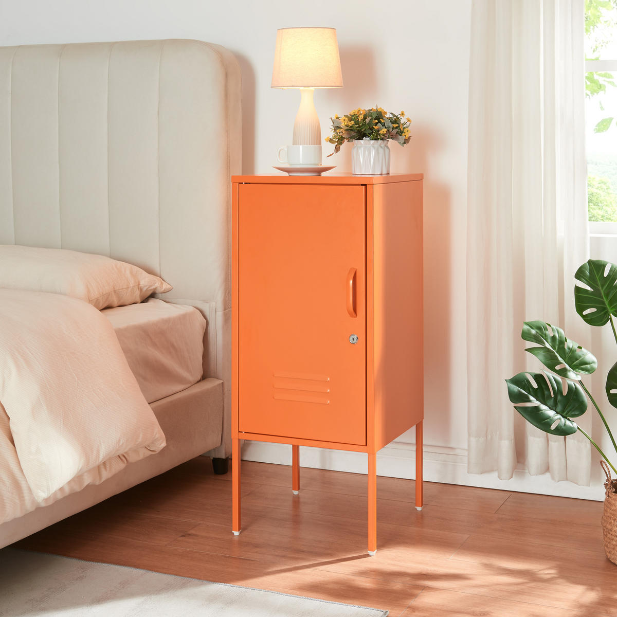 NACHTTISCH Hausjärvi - Orange, Metall (35/82/35cm) - [en.casa]