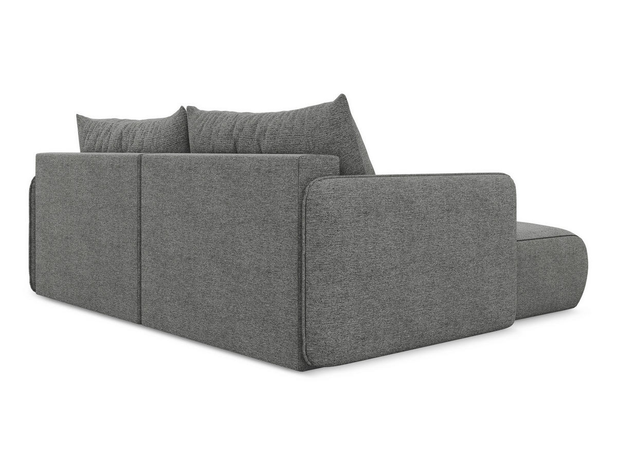 ECKSOFA mit Schlaffunktion Chenille Stoff Grau - Schieferfarben/Schwarz, Kunststoff/Textil (148/207cm) - Makamii