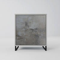 SIDEBOARD CONCRETE WALL, Grau, 57,5x42x67,5 cm, Schwarze Metall-Rahmenfüße - Multicolor/Schwarz, Holzwerkstoff/Metall (57.5/67.5/42cm) - SpaceRebels