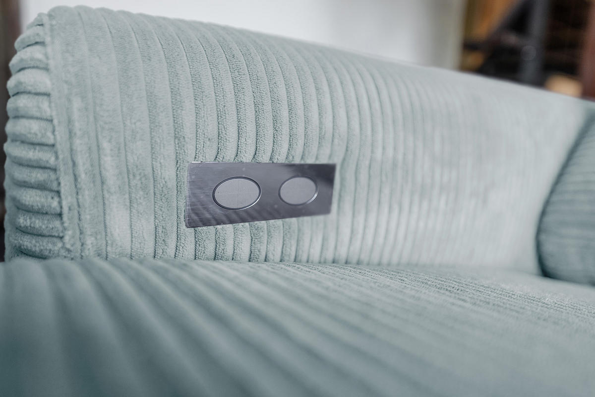 ECKSOFA LAISKA Hellblau Cord Relaxfunktion - Schwarz/Hellblau, Textil/Metall (282/177cm) - KAWOLA