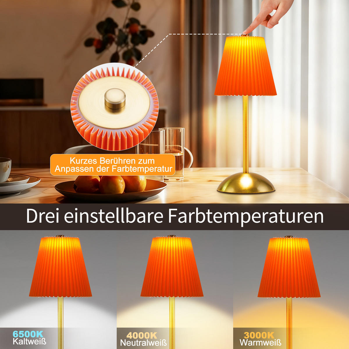 LED stolní lampa BROWN III 12/12/30 cm (sada 2 ks) - pomerančová, kov (12/12/30cm) - Nettlife
