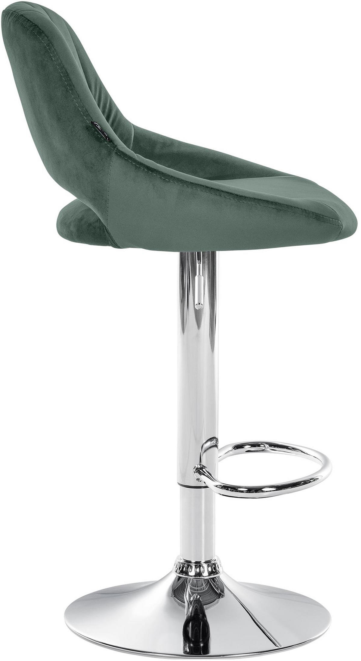 BARHOCKER 2er Set Milos Samt C grün - Chromfarben/Grün, Textil/Metall (47/106/48cm) - TPFLiving