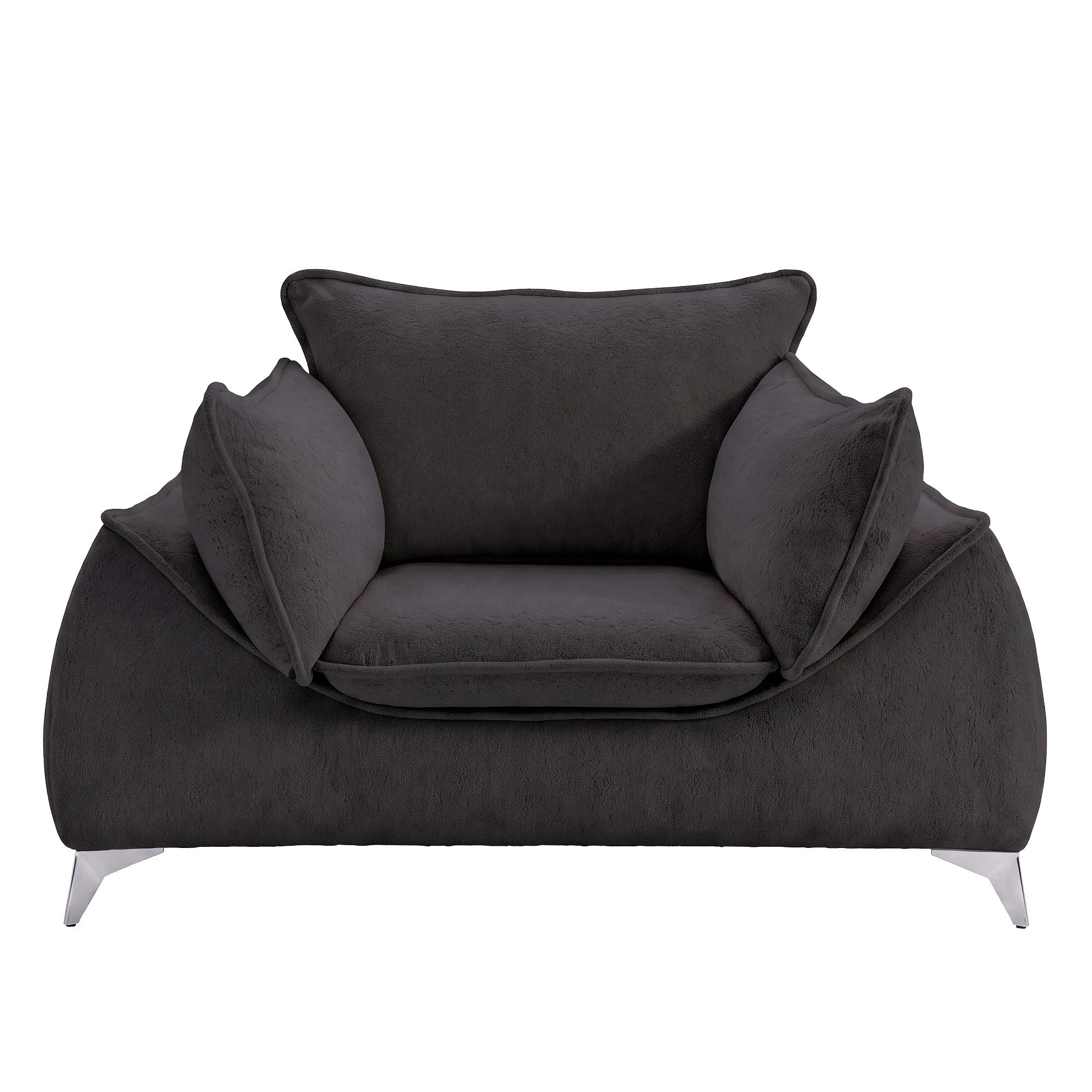SESSEL MELANI Velours Schwarz - Chromfarben/Schwarz, Holz/Textil (140/90/85cm) - Muffo