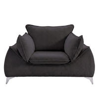 SESSEL MELANI Velours Schwarz - Chromfarben/Schwarz, Holz/Textil (140/90/85cm) - Muffo