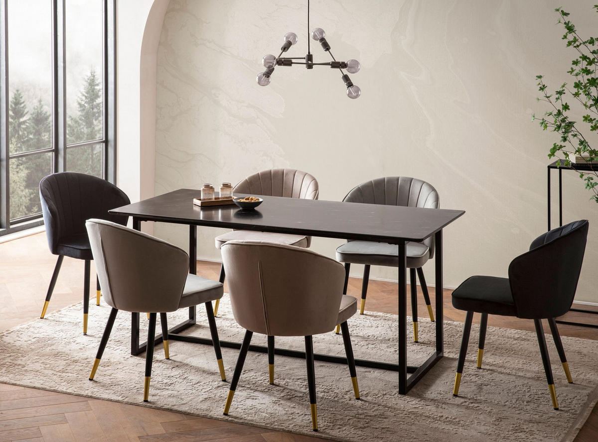 ESSTISCH Marmoroptik Metall Rechteckig Modern Klein, Schwarz 120x60x76 cm - Schwarz, Holzwerkstoff/Metall (60/120/76cm) - KADIMA DESIGN
