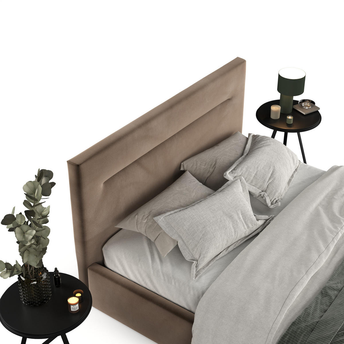 POLSTERBETT Liline 140/200 cm Braun im Paros Stoff - Schwarz/Naturfarben, Holz/Holzwerkstoff (140/200cm) - AltaBeds