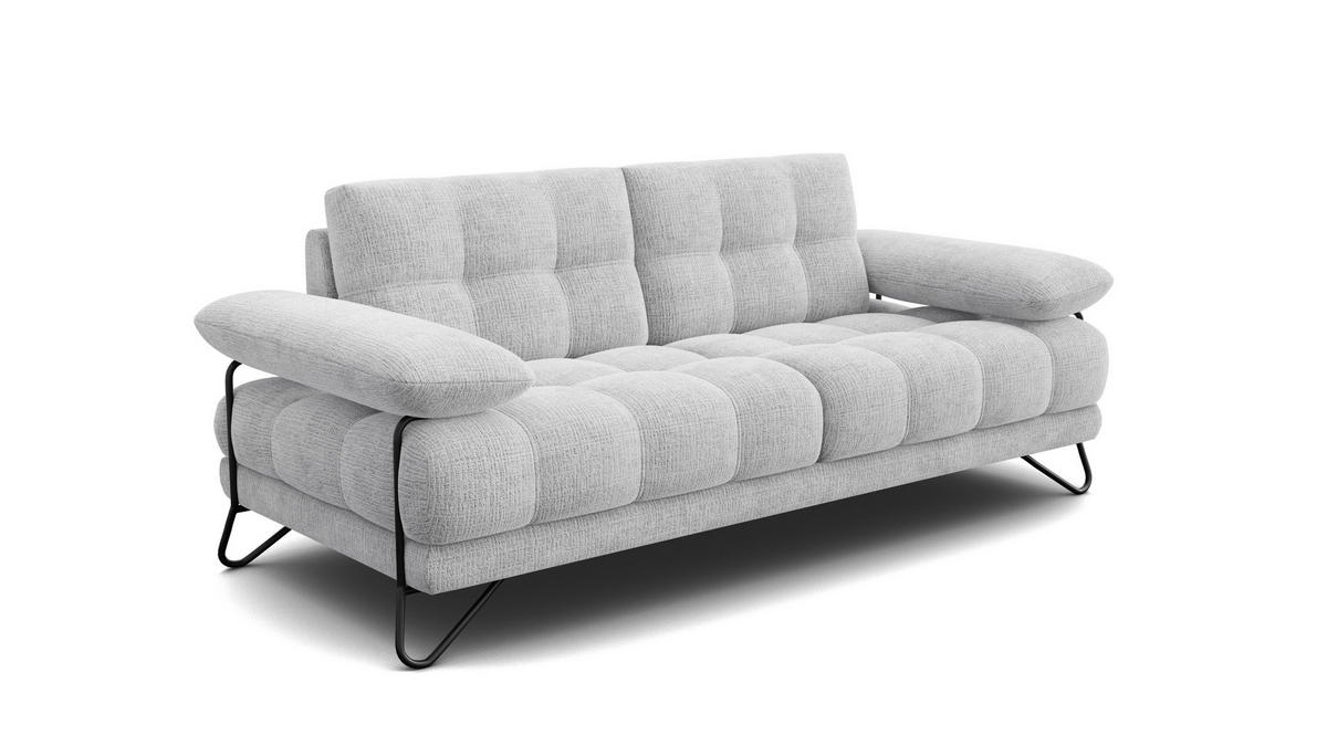 SOFA BUBBARA 2,5-Sitzer, hellgrau - Hellgrau/Schwarz, Holz/Textil (215/87/96cm) - Courtois Laville