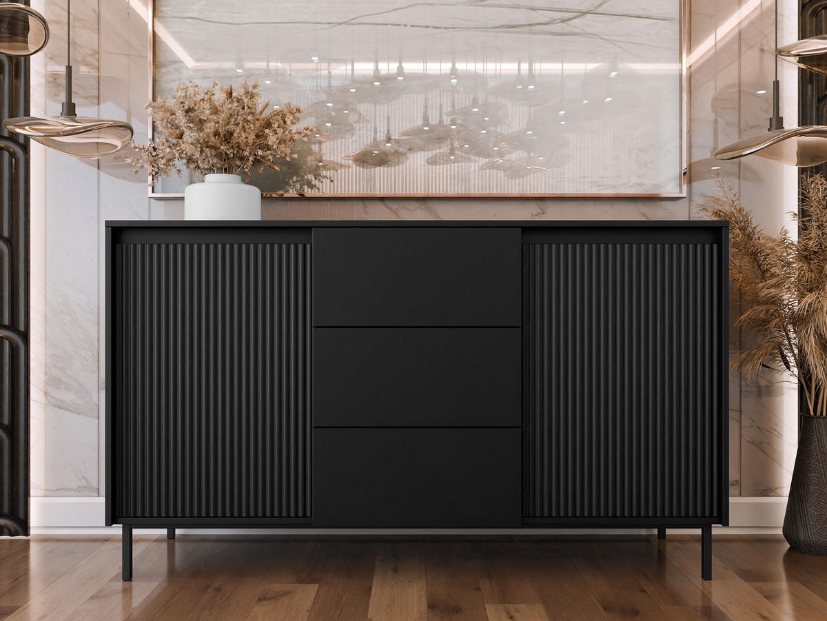 SIDEBOARD Ozmi 2D3SZ - Schwarz, Holzwerkstoff/Metall (153/90/50cm) - MIRJAN24