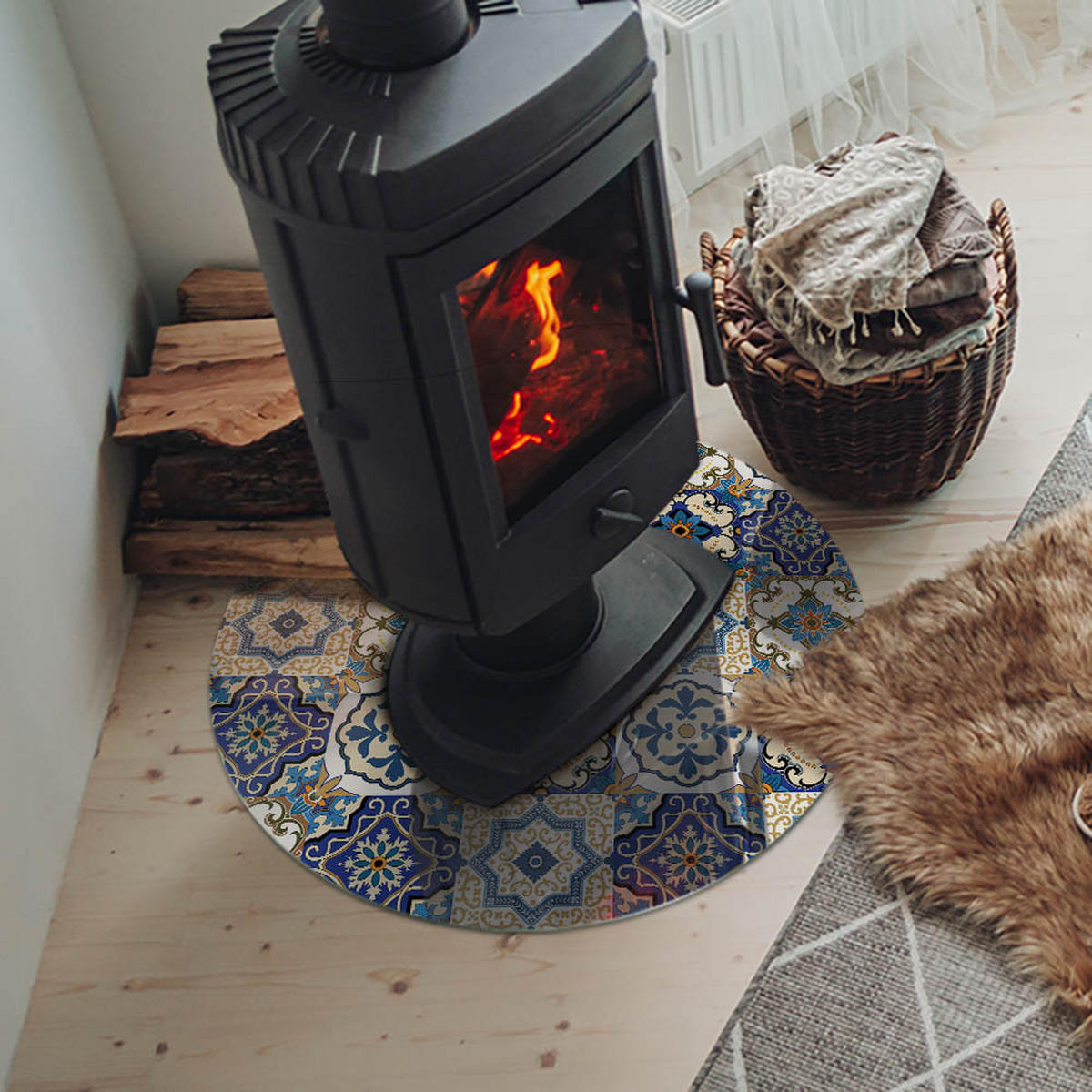 GLASPLATTE für Kamin Ø 60 cm - Blau, Glas (60/60/0.4cm) - TULUP