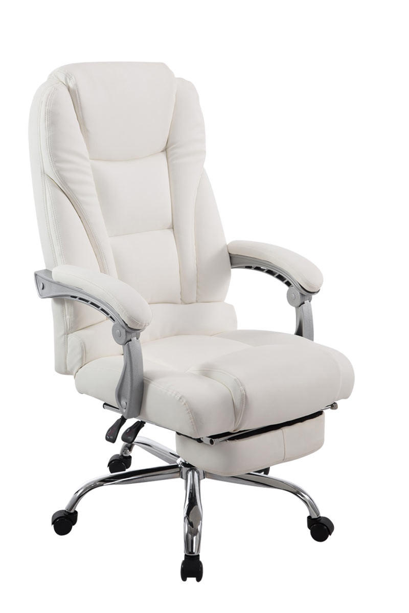 BÜROSTUHL MIAMI 118x68x64 Weiß Kunstleder Metall - Weiß, Leder/Metall (68/118/64cm) - DELUKE