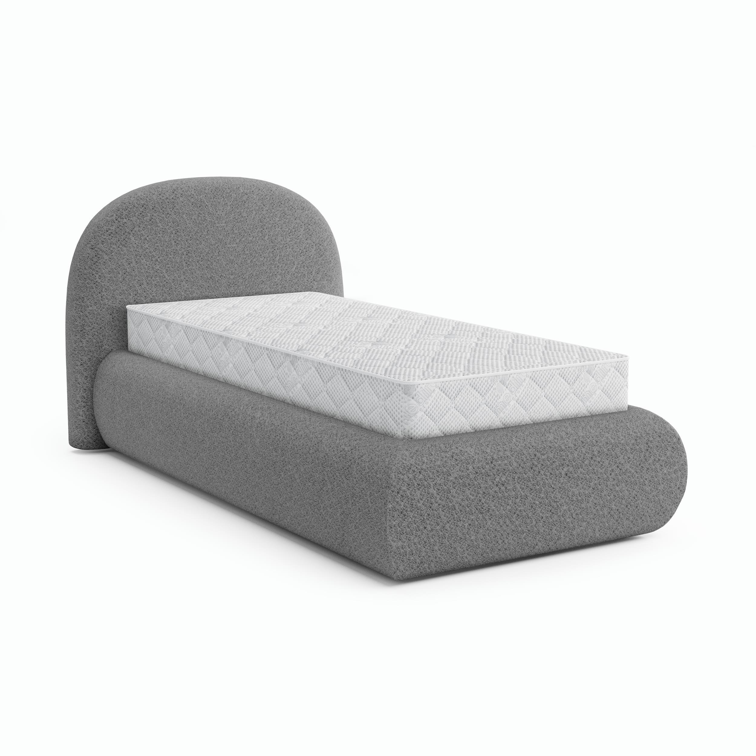 Beautysofa ČALOUNĚNÁ POSTEL Motti 90×200, jednolůžko s úložným prostorem a taštičkovou matrací 20 cm, tmavě šedá