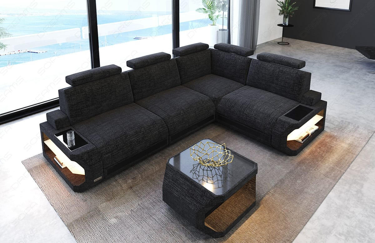ECKSOFA Siena Schwarzgrau Schwarz Strukturstoff - Schwarz, Kunststoff (272/272cm)