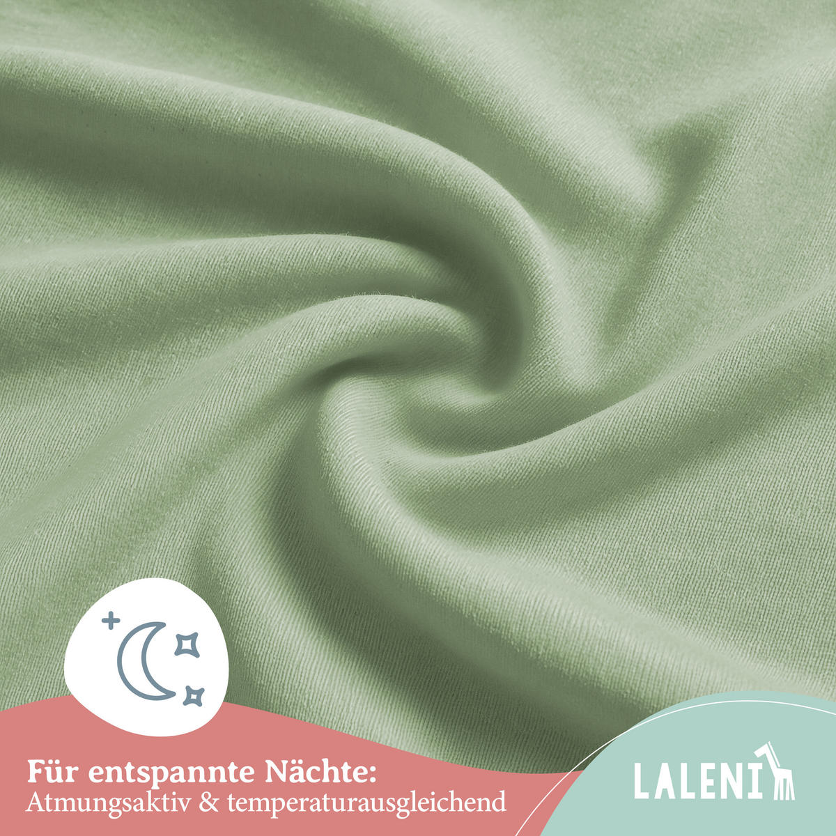 SPANNBETTLAKEN für Beistellbett & Stubenwagen – 100% Baumwolle, Atmungsaktiv & Weich, 50x89x10 cm, Grün - Grün, Textil (50/89cm) - Laleni
