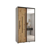 SCHWEBETÜRENSCHRANK 235,2/140/45 2-türig - Schwarz/Eiche Artisan, Holz/Metall (140/235/45cm) - Abiks Möbel