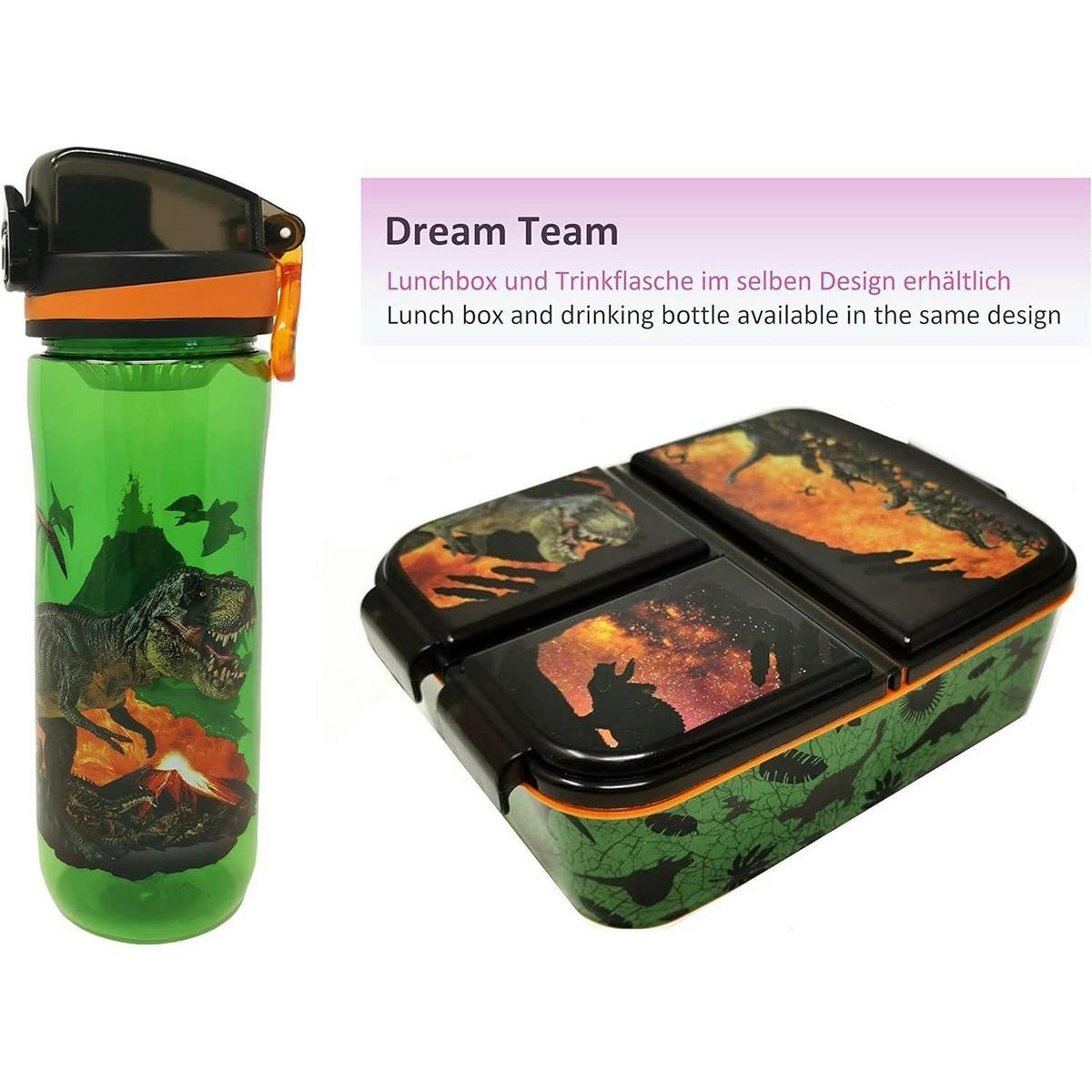 BROTDOSE mit Fächern Kunststoff BPA frei Dinosaurier - Multicolor, Kunststoff (13.5/5.5/18cm)