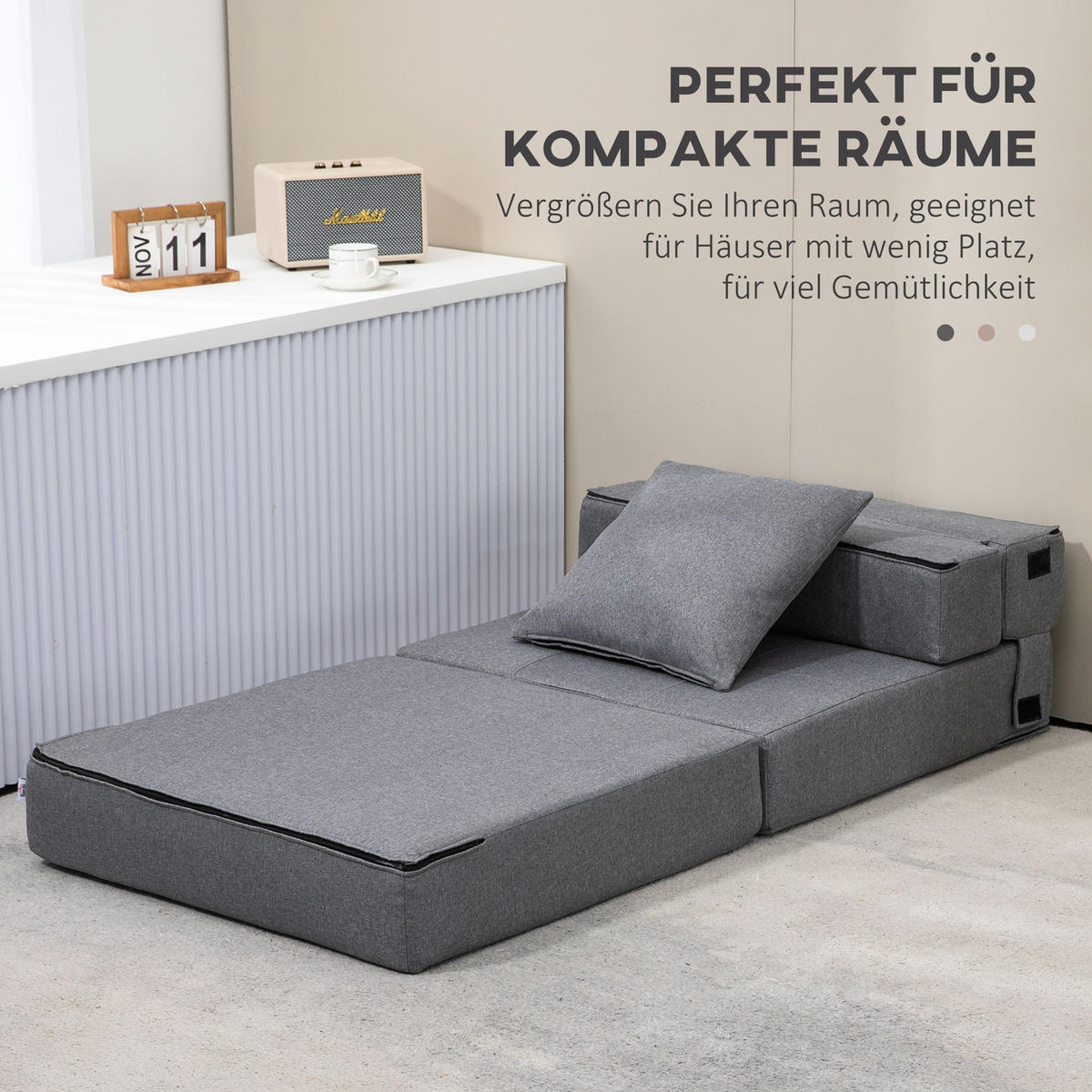 SCHLAFSESSEL, Polybaumwolle, Dunkelgrau - Dunkelgrau, Textil (70/61/70cm) - HOMCOM