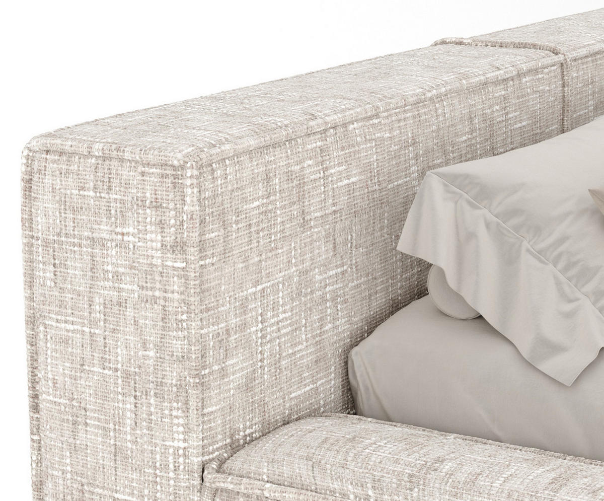 POLSTERBETT Voliera Creme 200/200 cm im Webstoff - Birkefarben/Creme, Holz/Holzwerkstoff (200/200cm) - Maison de Reve