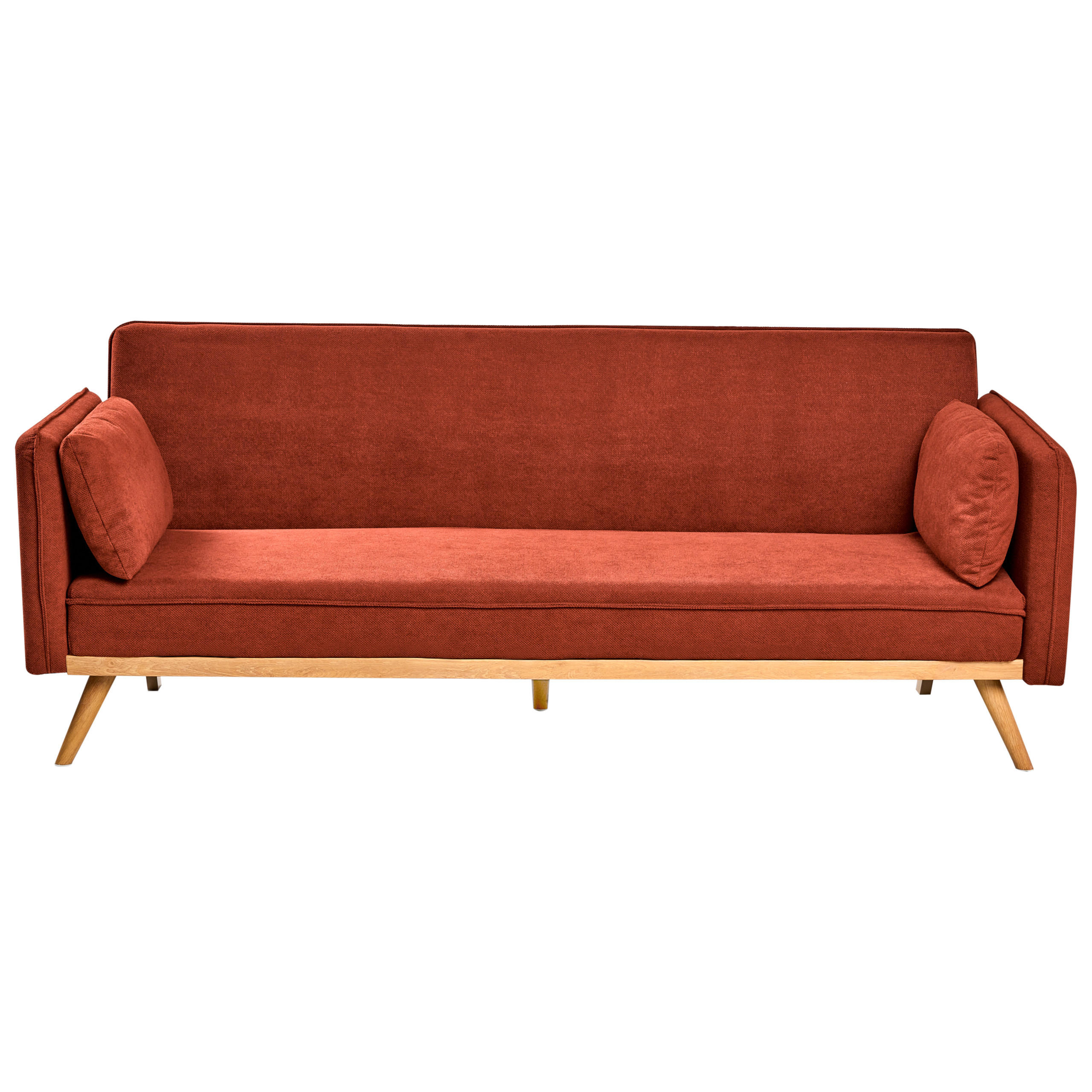 SCHLAFSOFA Stoff Rot Asaa - Rot/Braun, Textil (205/76/80cm) - Beliani