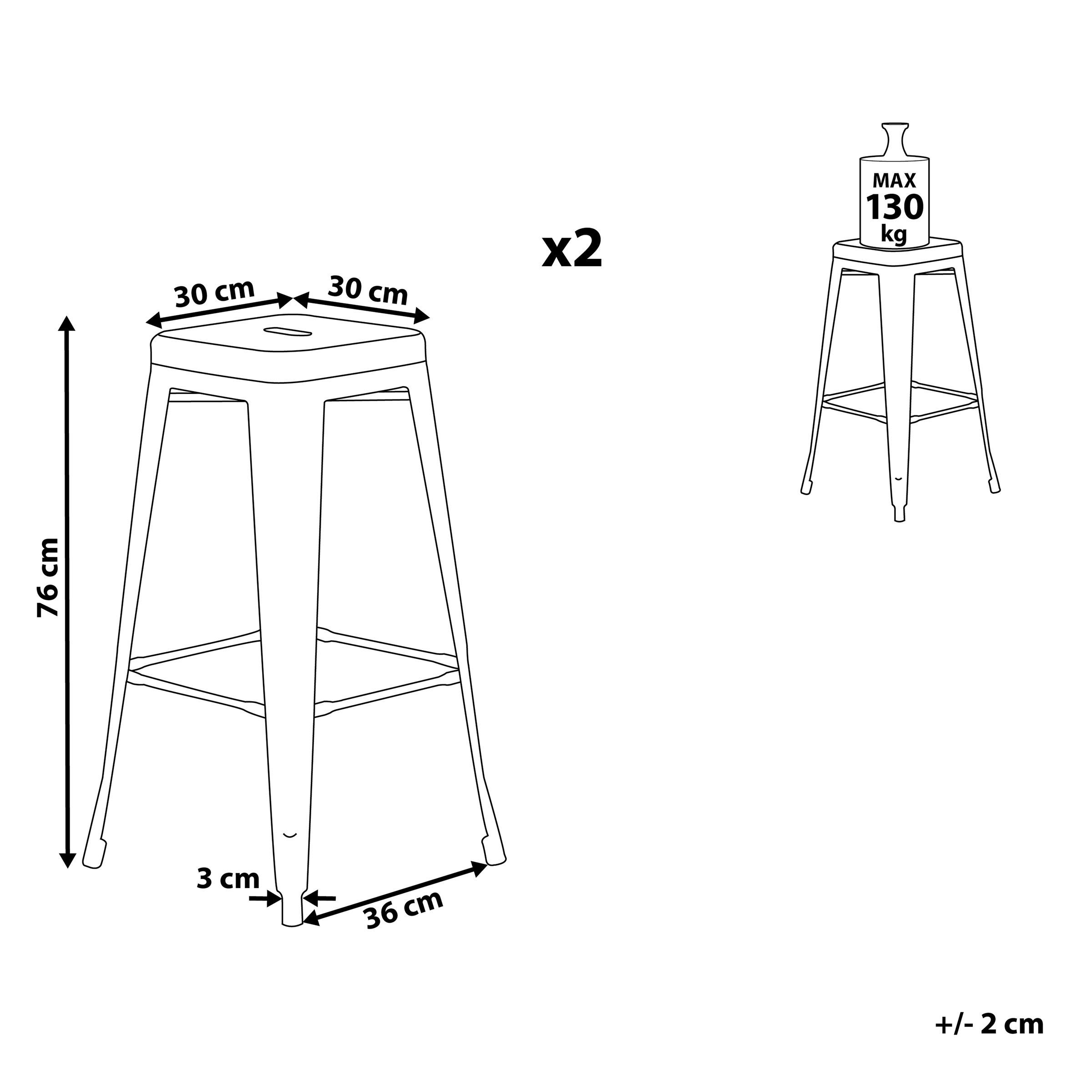 Thumbnail - Beliani Barhocker, Weiß, Metall, 1-Sitzer, 30x76x36 cm, Esszimmer, Barmöbel, Barhocker