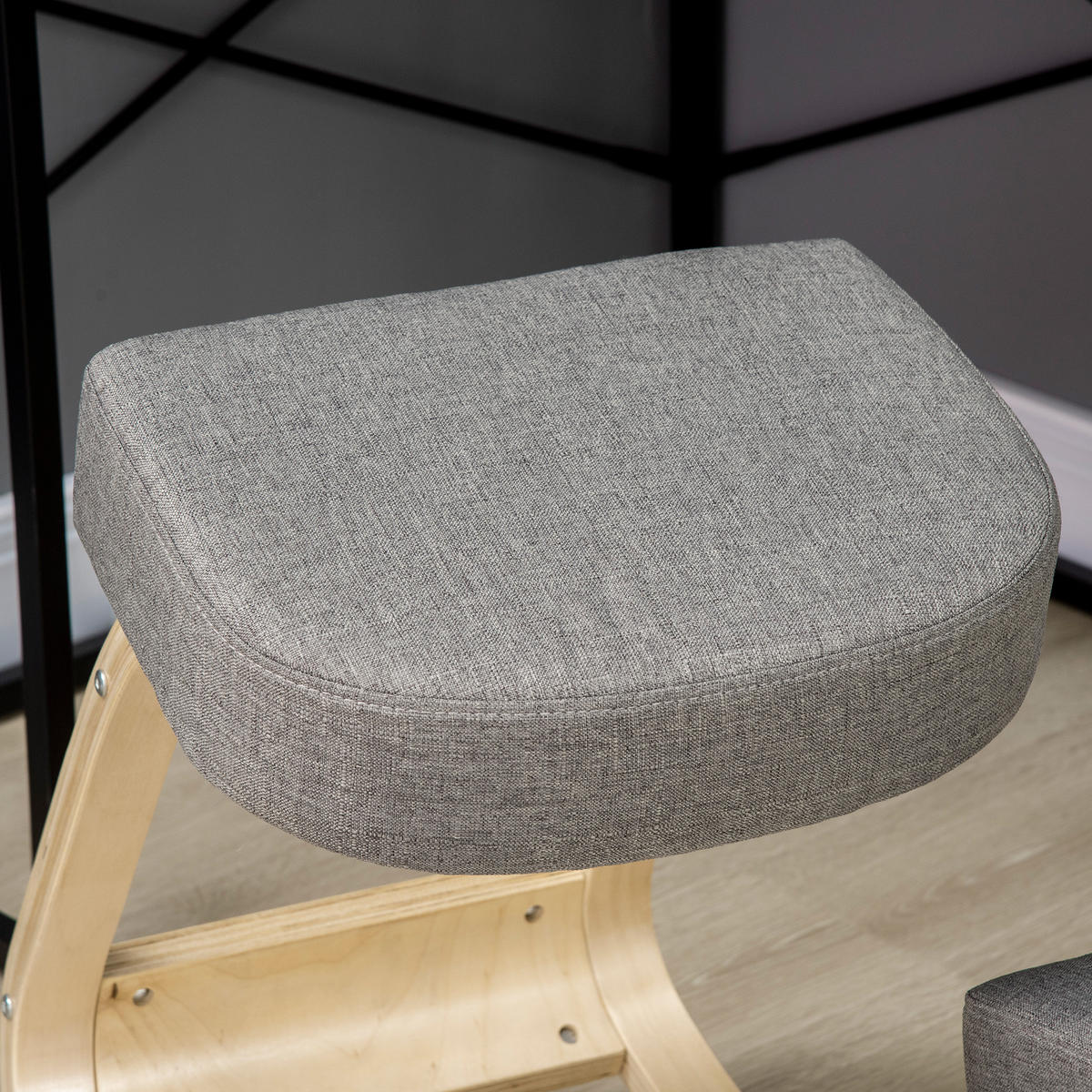 KNIESTUHL, ergonomischer Sitzhocker, Polsterhocker, 120 kg belastbar, Grau - Grau, Holz/Textil (51/58/69cm) - Vinsetto