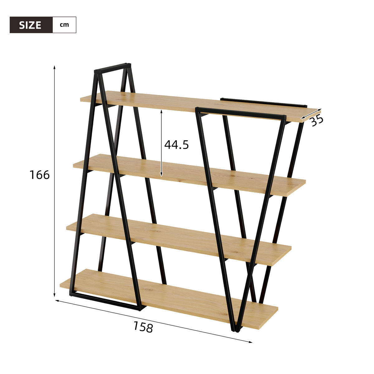 REGAL 158cm Metall MDF Dreiecksdesign offen modern - Braun, Holzwerkstoff (158/166/35cm) - FLIEKS