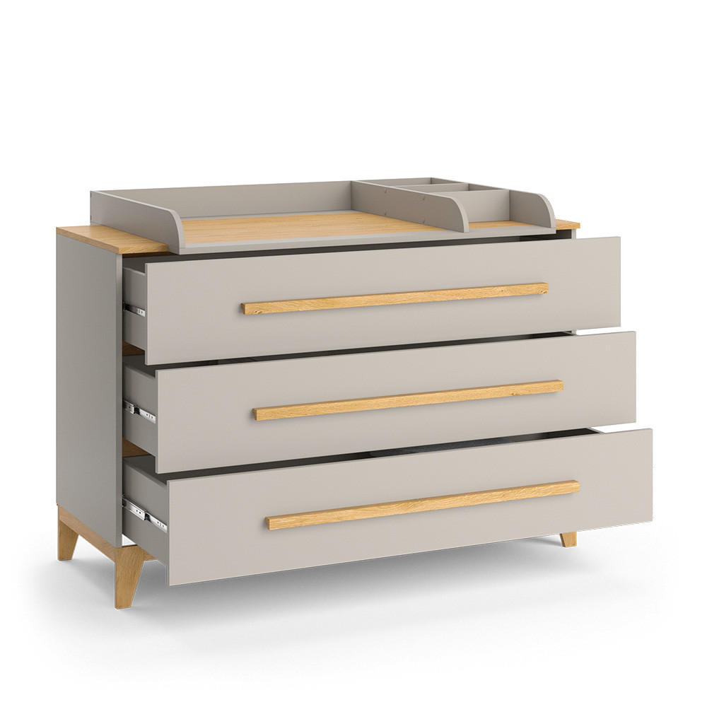 WICKELKOMMODE Malia Cashmere-Eiche 133 x 98 cm XL mit 3 Schubladen - Kaschmir, Holzwerkstoff (133/98/70cm) - VitaliSpa