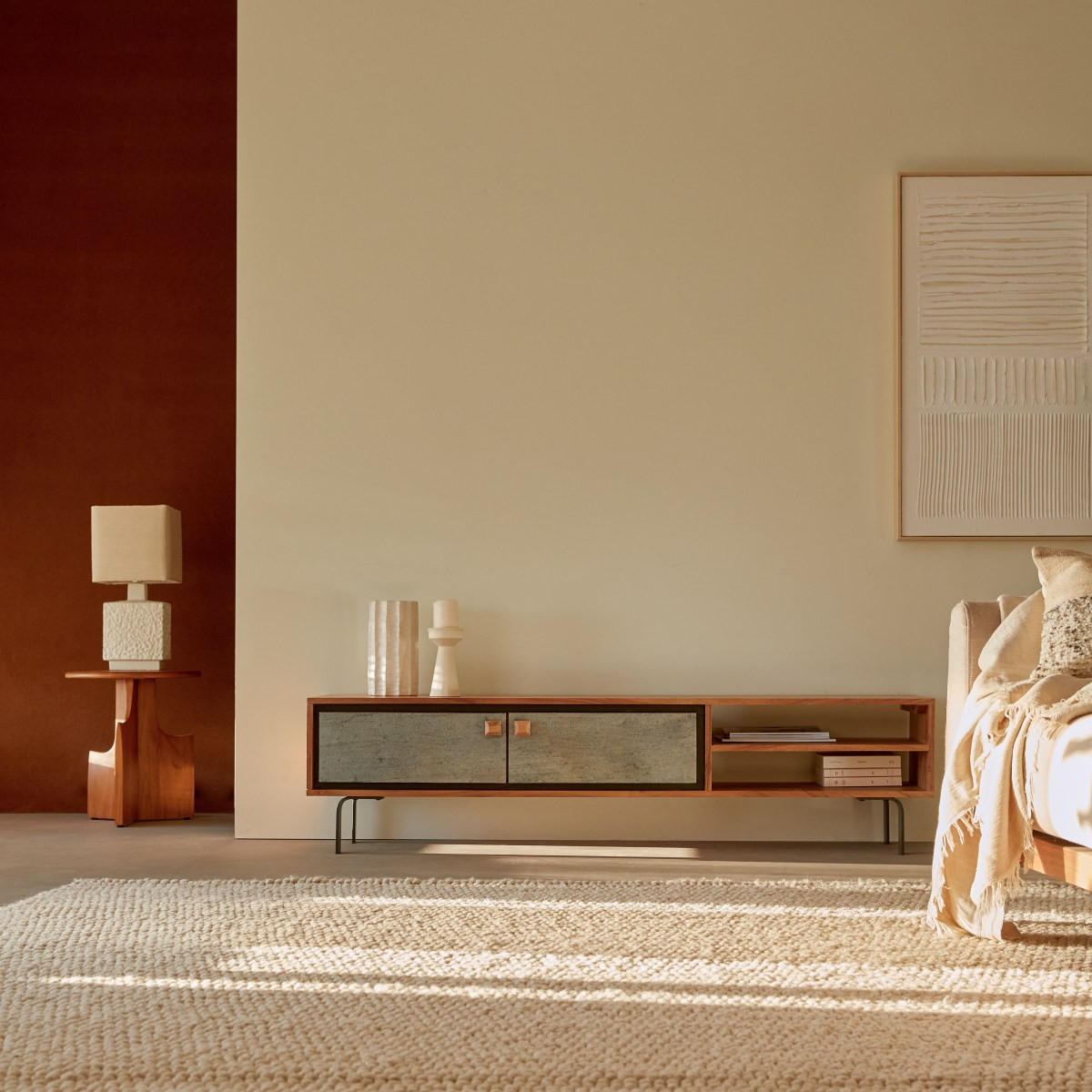 TV-SCHRANK Temis Natur aus Akazie - Naturfarben, Holz (160/40/35cm) - Tikamoon