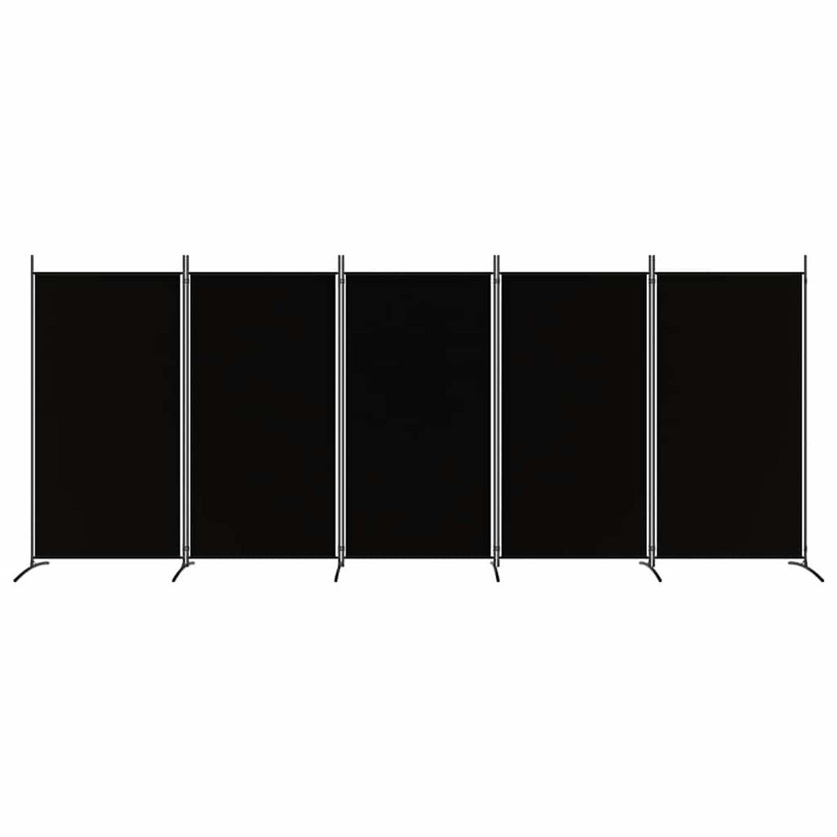 PARAVENT 5-teilig Schwarz 433/180 Cm Stoff - Schwarz, Textil (433/180/0.1cm) - vidaXL