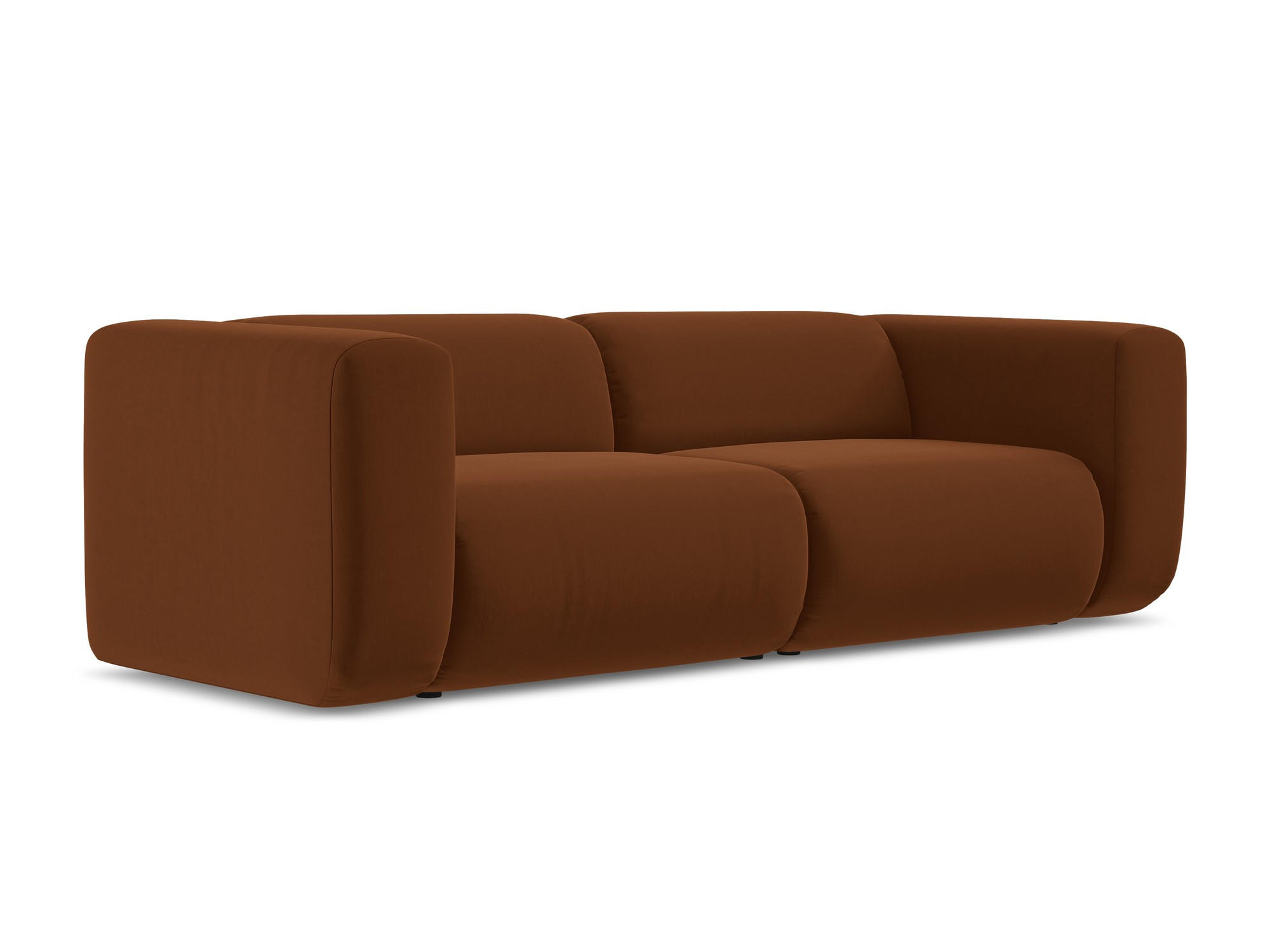 3-SITZER SOFA Samt Stoff Orange - Terracotta/Schwarz, Kunststoff/Textil (228/70/89cm) - Makamii