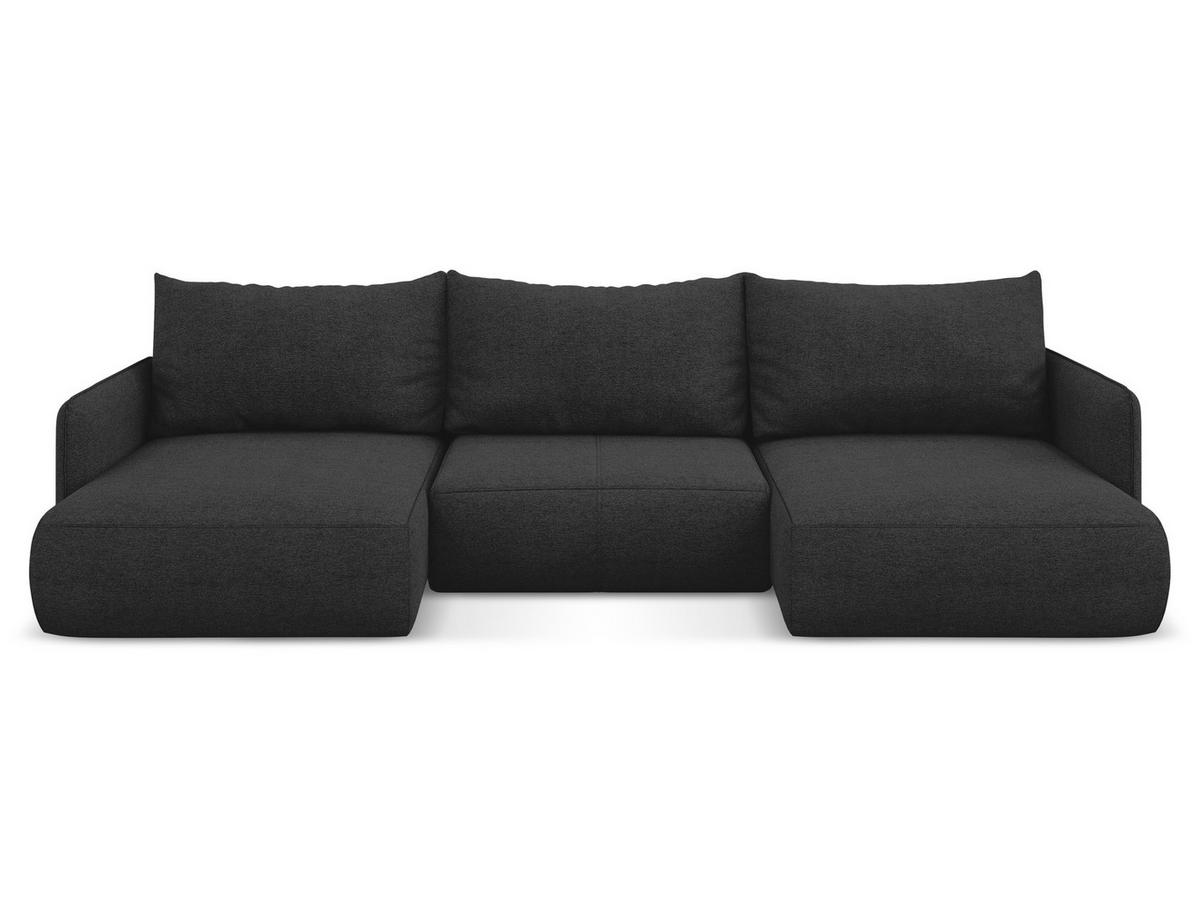 WOHNLANDSCHAFT Chenille Stoff Schwarz - Anthrazit/Schwarz, Kunststoff/Textil (290/86/148cm) - Makamii
