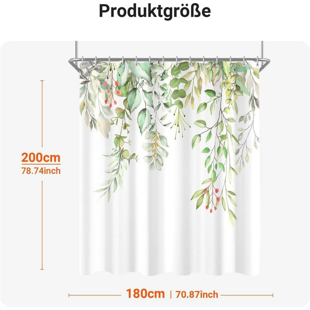 DUSCHVORHANG Klare Blätter 180 x 200 cm - Multicolor, Textil (180/200cm)