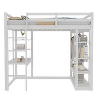 HOCHBETT 140/200 cm mit Schreibtisch, Regalen und Garderobe aus Holzwerkstoff, Weiß - Weiß, Holzwerkstoff (140/200cm) - Redom