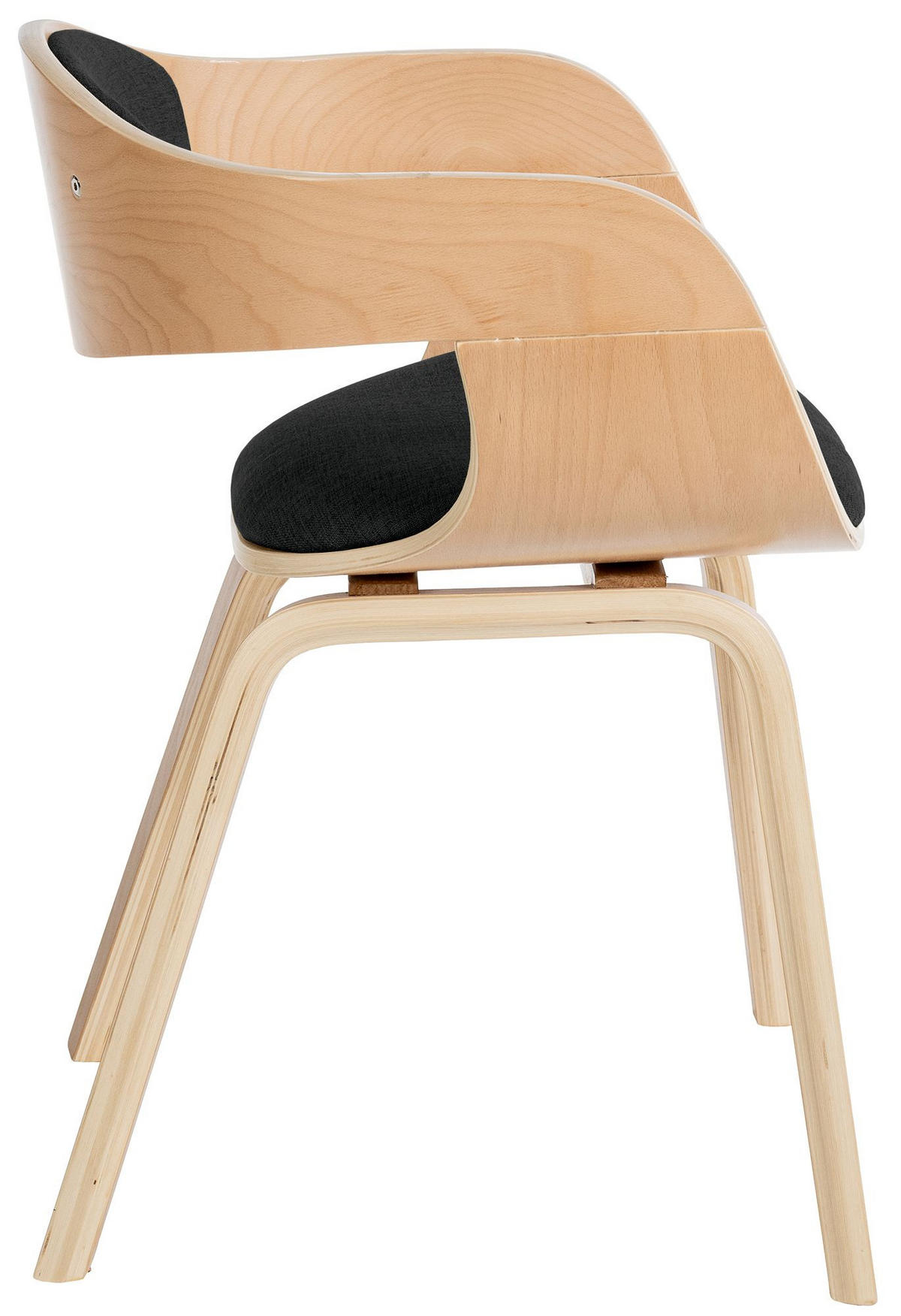 ARMLEHNENSTUHL Stoff Natura/Schwarz - Eukalyptusholzfarben/Schwarz, Holz/Textil (49/73/46cm) - CLP