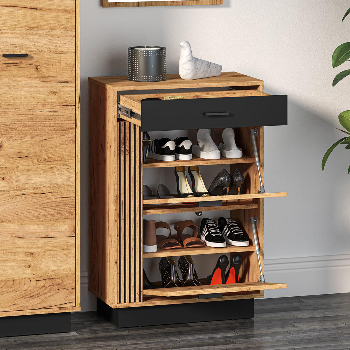 SCHUHMÖBEL Nilo Holz - Braun, Holzwerkstoff (60/91/34cm) - Petits-meubles