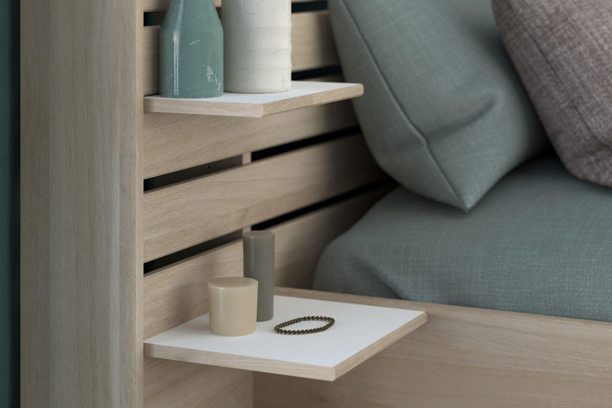 STAURAUMBETT Escale 3 in Japanischer Eiche 160x200cm von Parisot - Braun, Holzwerkstoff (160/200cm)