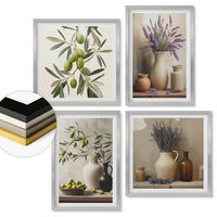 WANDBILDER 4er Set - 50x50 cm & 40x60 cm Silberner Rahmen - Blumen in Vasen als Dekoration - Silberfarben, Kunststoff (50/50cm) - ArtPrintCave