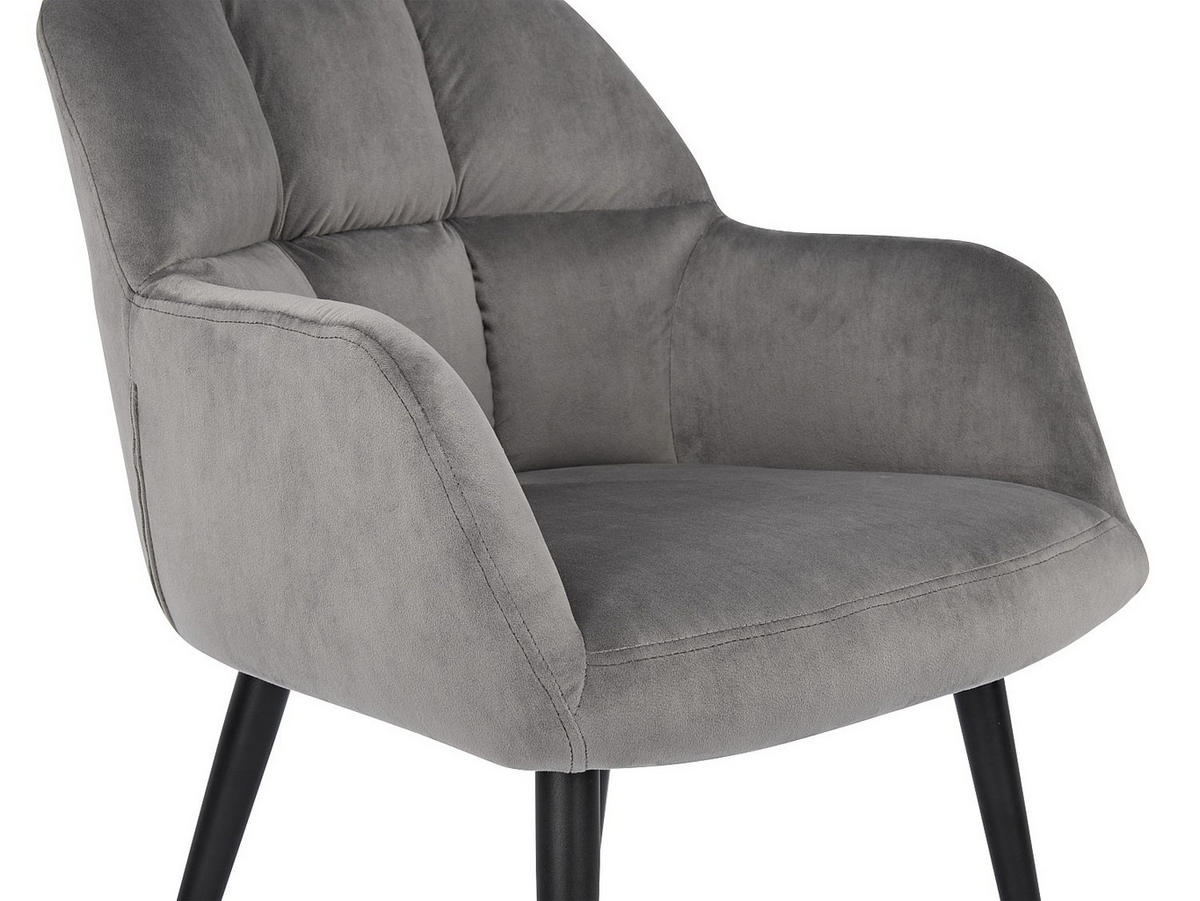 STUHL 2er-Set - Samt & Metall - Grau - PEGA - Grau, Textil (58.5/78/62cm) - Vente-Unique