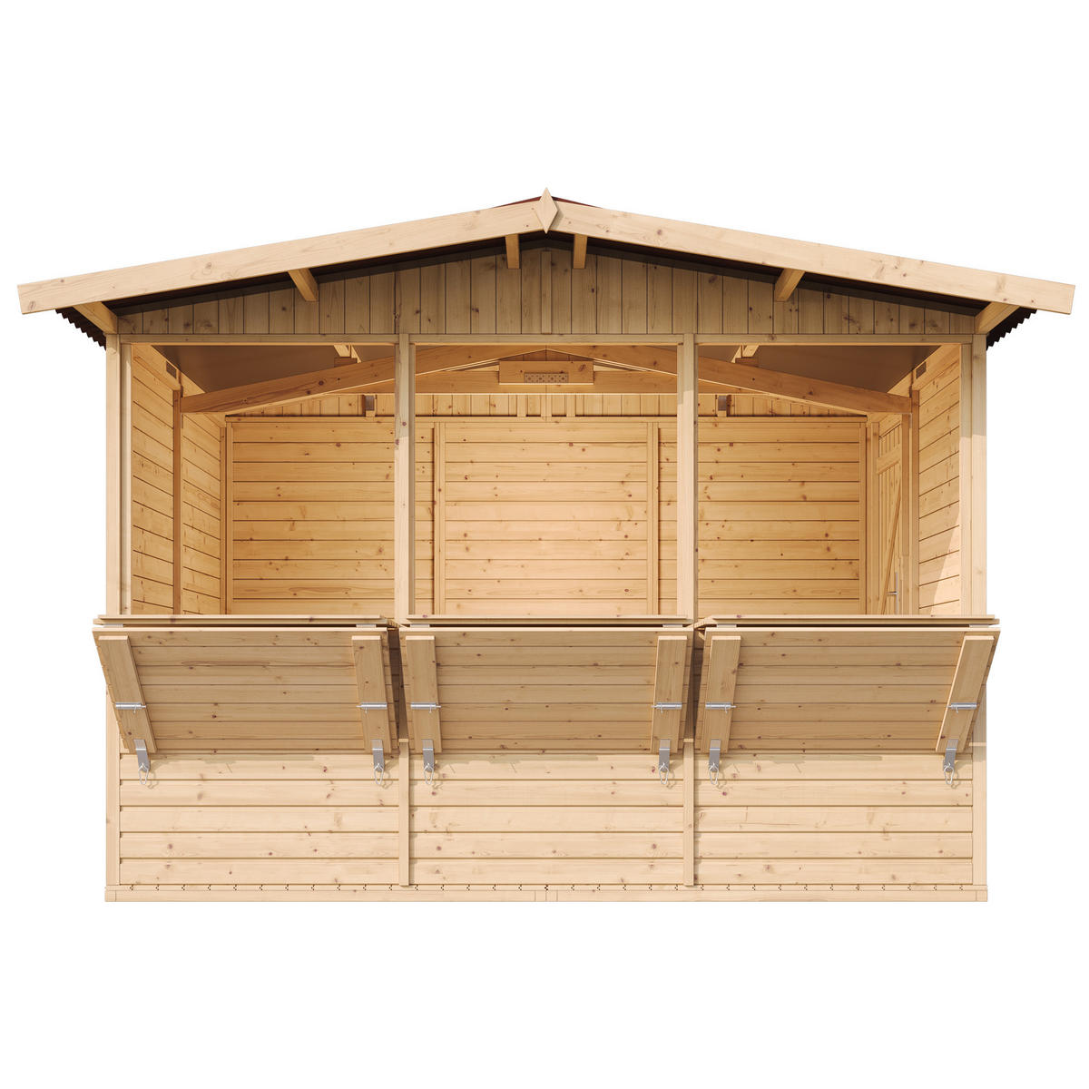 MARKTBUDE Holz, Gartenhaus, DREI FENSTER - 200x300/6 m2 M150A - Beige, Holz (336/232/263cm) - Timbela