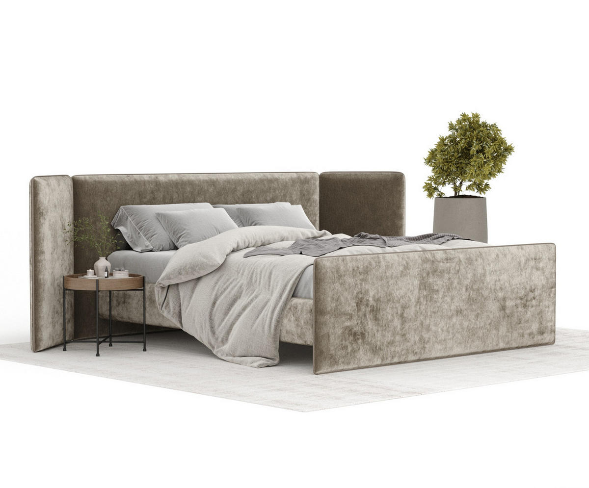 POLSTERBETT Tokyo Beige 160/200 cm - Beige/Naturfarben, Holz/Holzwerkstoff (160/200cm) - Maison de Reve