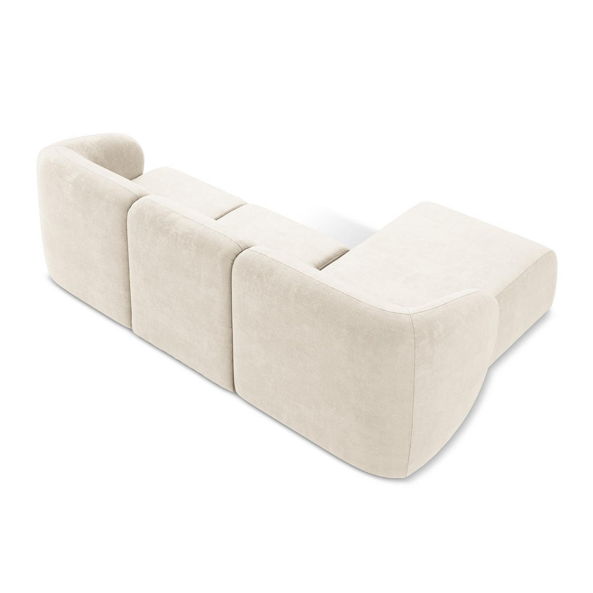 ECKSOFA Links Chenille Stoff Beige - Creme/Schwarz, Holzwerkstoff/Kunststoff (248/166cm) - Makamii