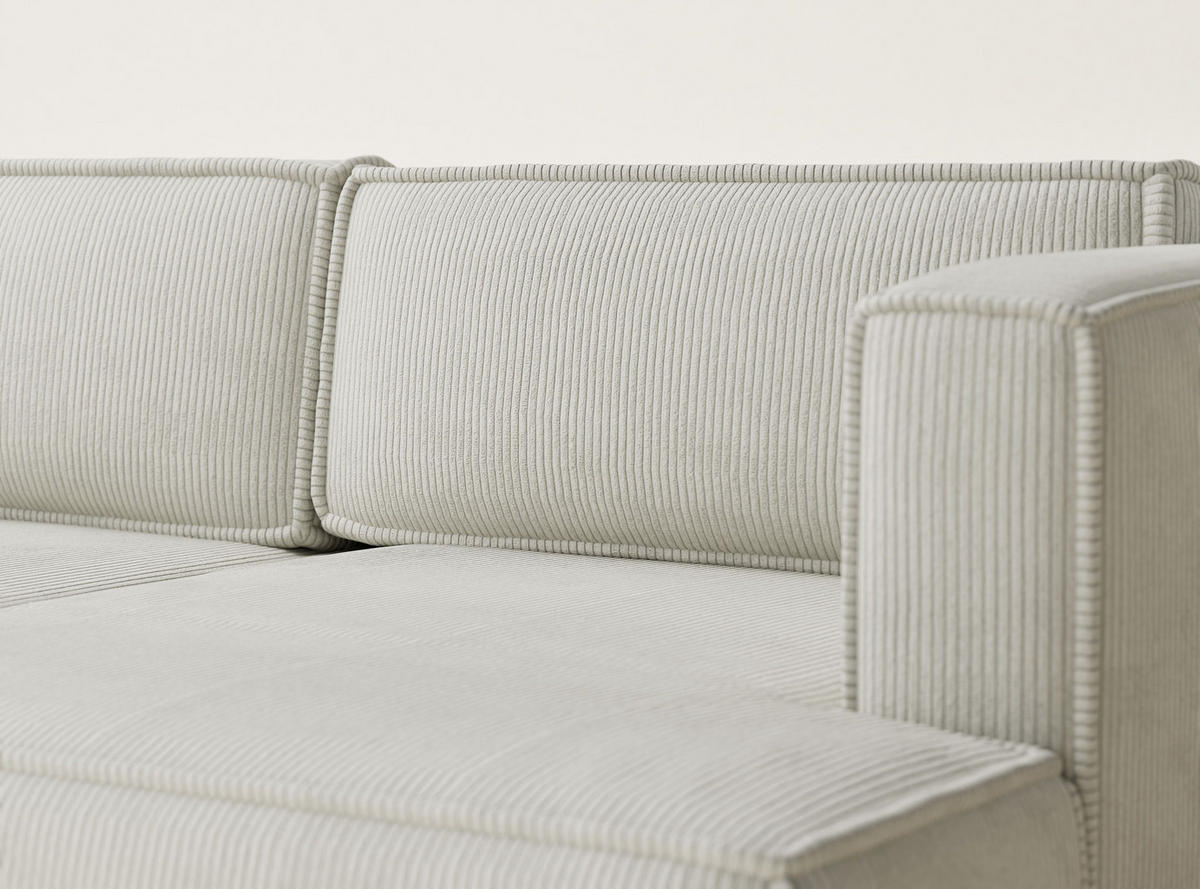 ECKSOFA MIT SCHLAFFUNKTION Velto Creme Samtstoff - Creme/Schwarz, Holz/Holzwerkstoff (250/152cm) - Maison de Reve