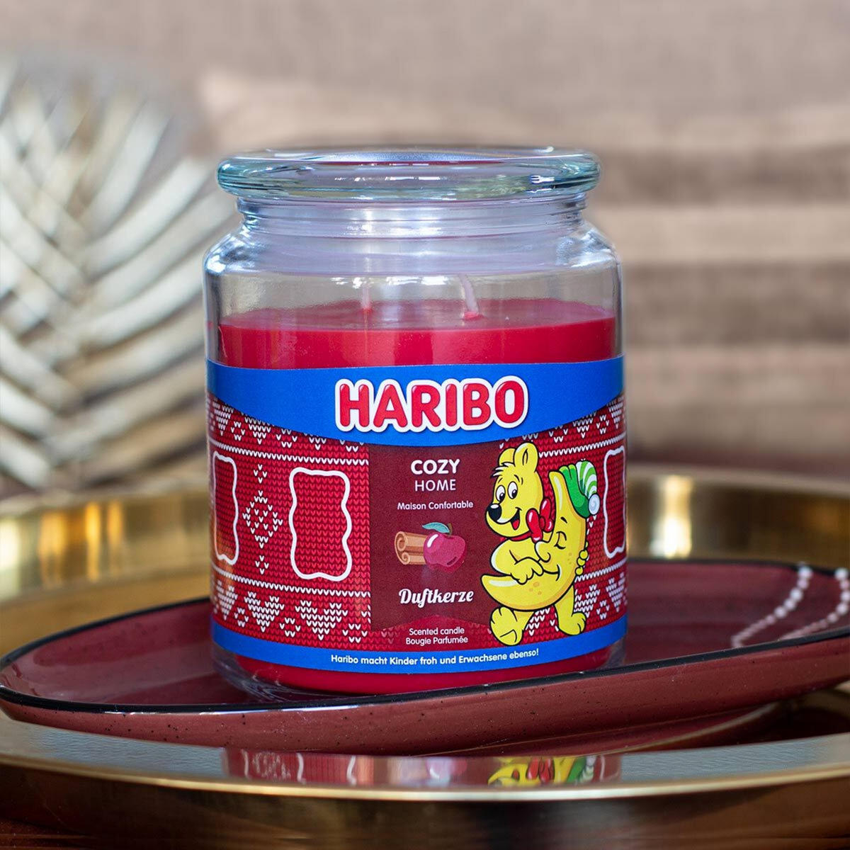 DUFTKERZE Haribo - Rot, Naturmaterialien/Glas (13cm)