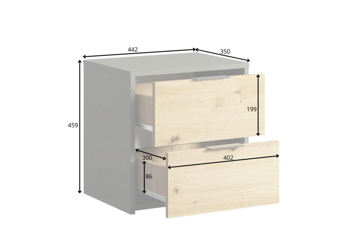 NACHTTISCH RON in Graphit / Artisan Eiche - Graphitfarben/Eiche Artisan, Holzwerkstoff (45/46/35cm) - Deine Möbel 24