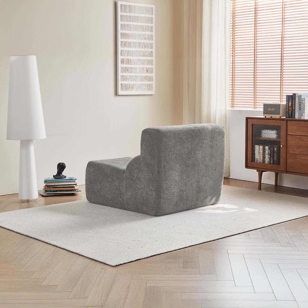 SESSEL Samtstoff komprimiert ergonomisch 94/110/79 cm Hellgrau - Hellgrau, Textil (110/79/94cm) - Redom