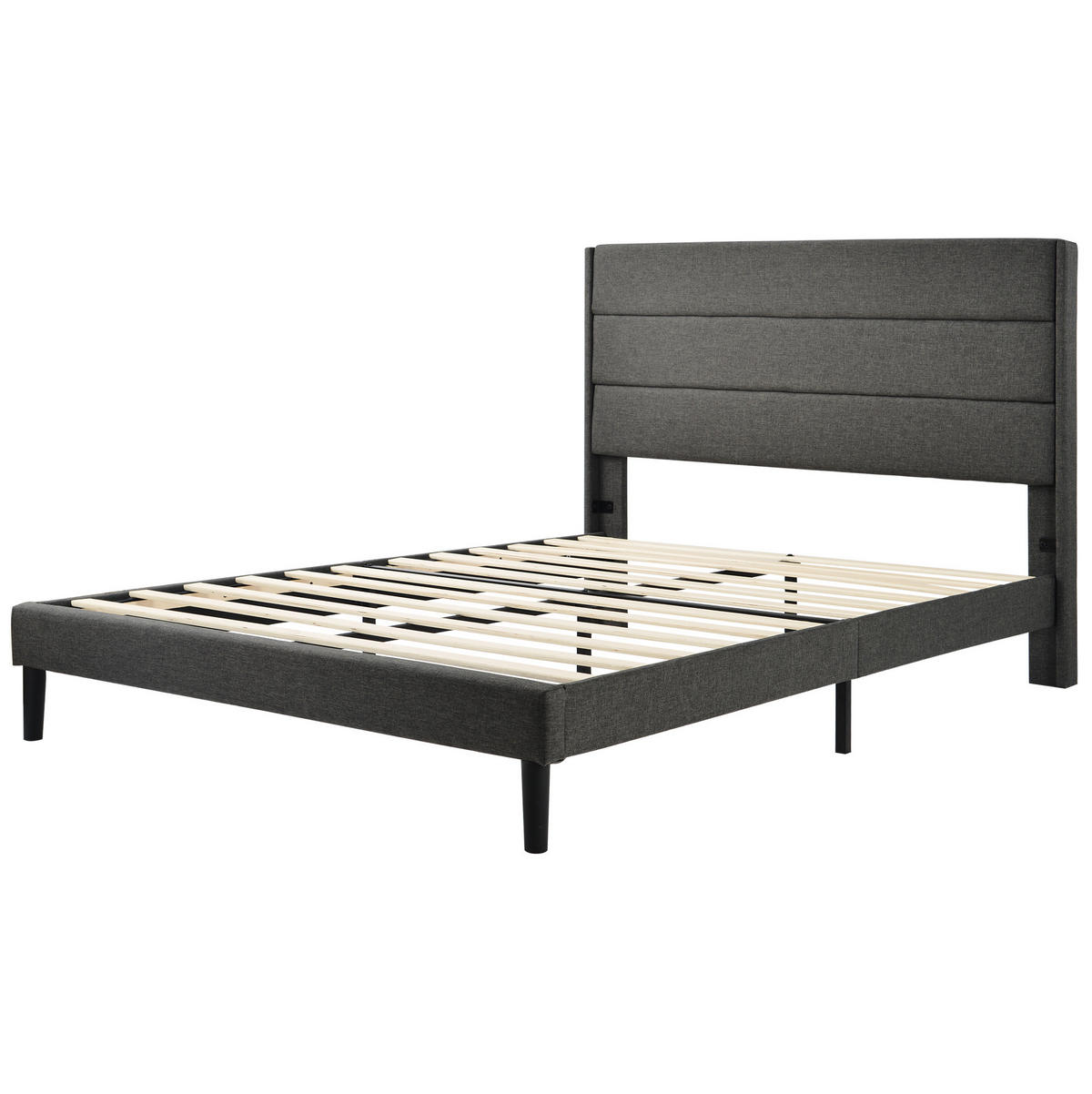 BETT mit Matratze 140x200 cm Leinen Dunkelgrau - Dunkelgrau, Metall (140/200cm) - Meubliv