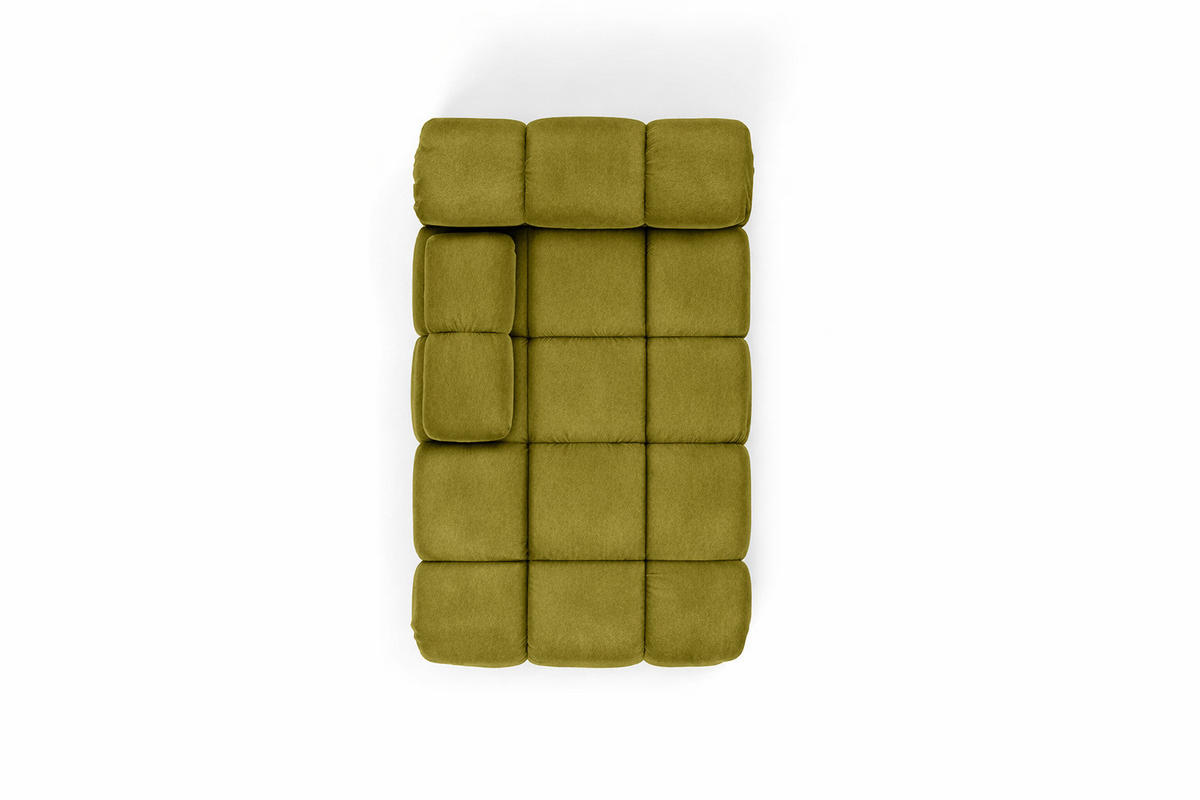 CHAISELONGUE Modular, Veloursstoff Salvador, Olive, Links, Selia - Ecru/Olivgrün, Holz (95/70/160cm) - Kaiser Möbel