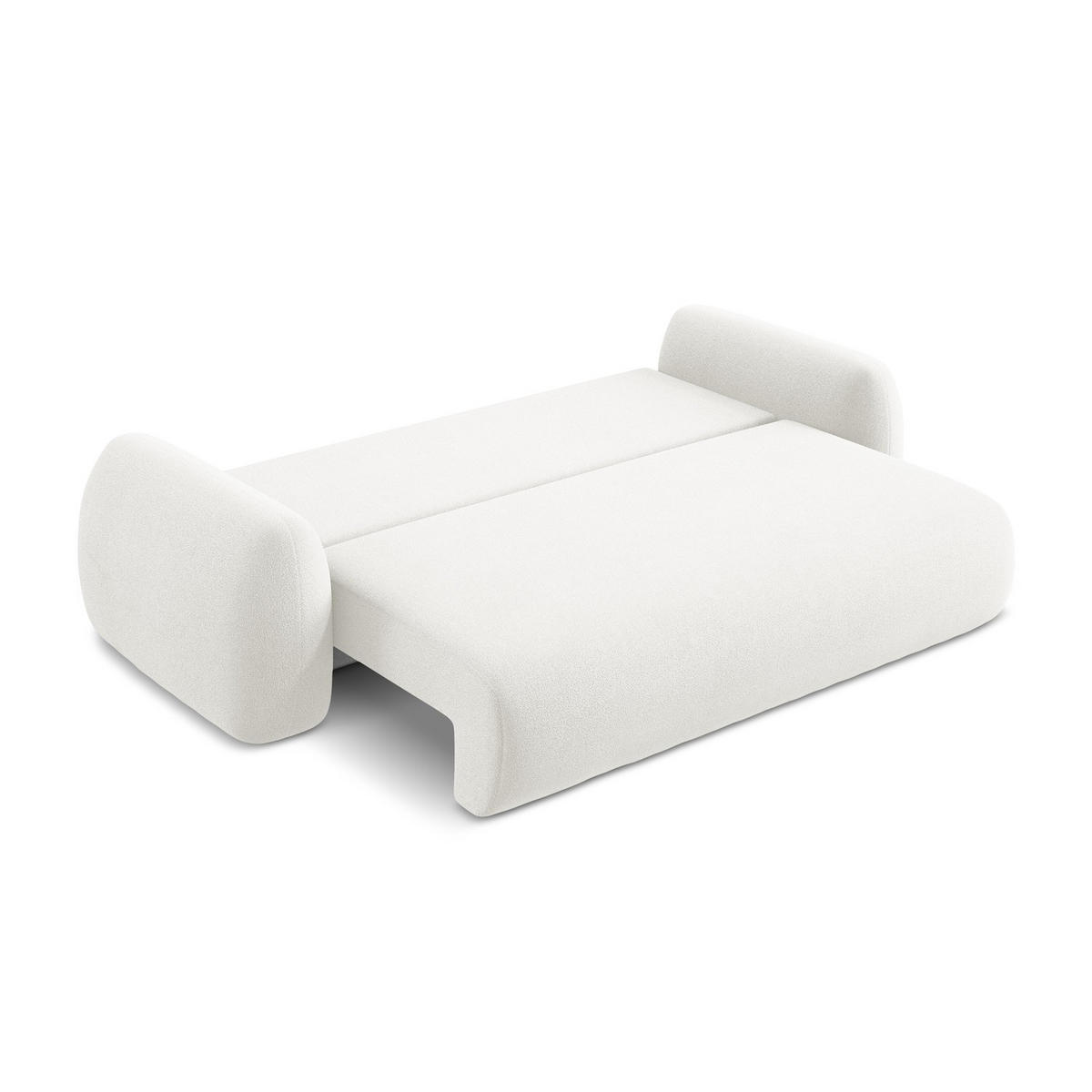 3-SITZER SOFA mit Schlaffunktion Bouclé Stoff Weiß - Schwarz/Weiß, Holzwerkstoff/Kunststoff (266/95/121cm) - LaMiaSofa