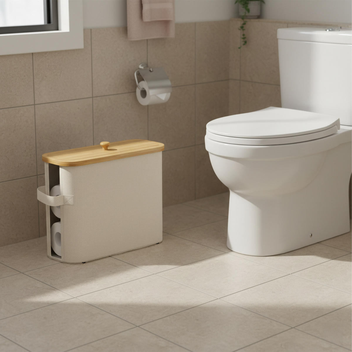 TOILETTENPAPIER-AUFBEWAHRUNG - Beige, Holz/Kunststoff (45/33/16cm) - Relaxdays