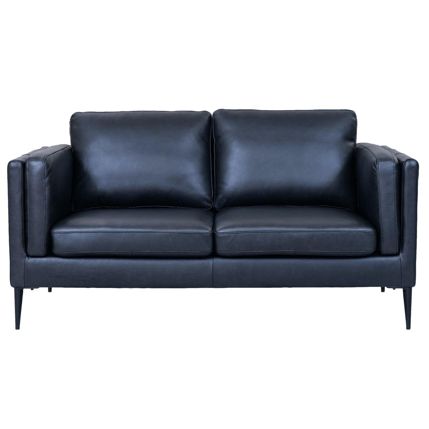 ZWEISITZER-SOFA Echtleder Schwarz - Schwarz, Leder/Metall (157/83/88cm) - Furnhouse